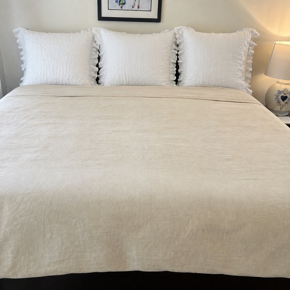 Casaluna Heavyweight Linen Blend Duvet Cover Full / Queen Natural Beige Textured